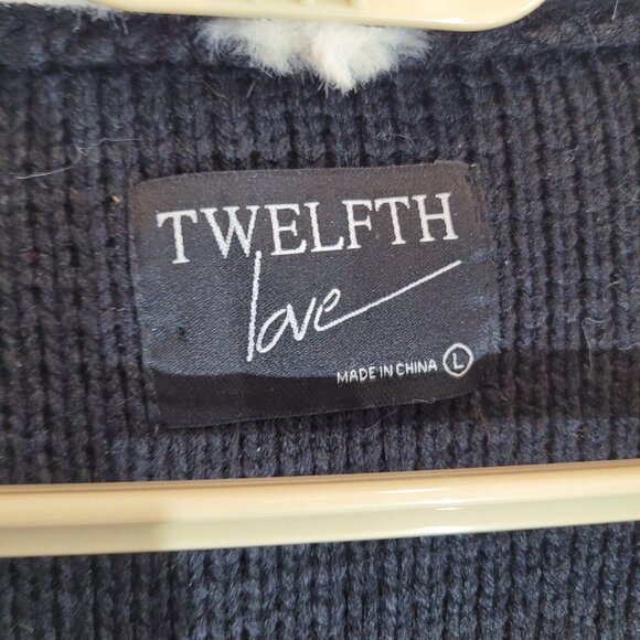 Twelfth Love Open Cardigan Womens Large Black Faux Fur Sweater Jacket - Picture 3 of 8